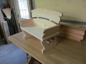 Click to enlarge image  - AMERICAN DOLL SIZE BENCH - BUCK BOARD BENCH